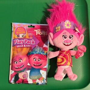 Trolls Poppy Pink Plush Doll with Bright Pink Hair and Floral Headband